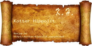 Kotter Hippolit névjegykártya